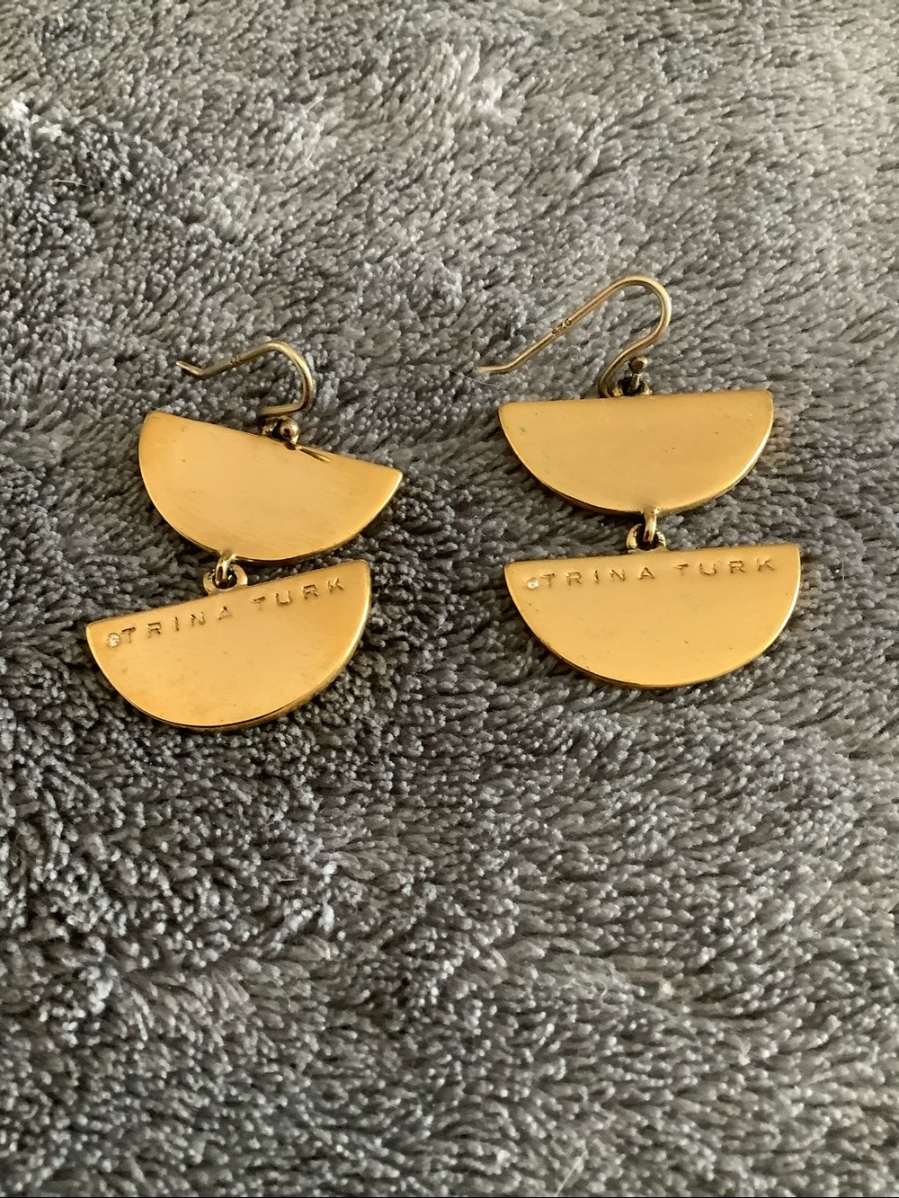 Trina Turk 925 Gold-Tone Stacked Semicircle Drop Earrings